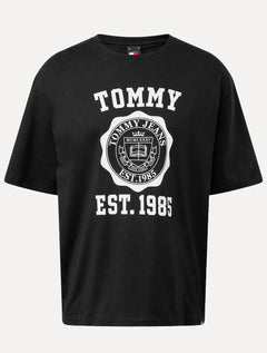 Camiseta Tommy Jeans Masculina Oversized Varsity Badge Preta