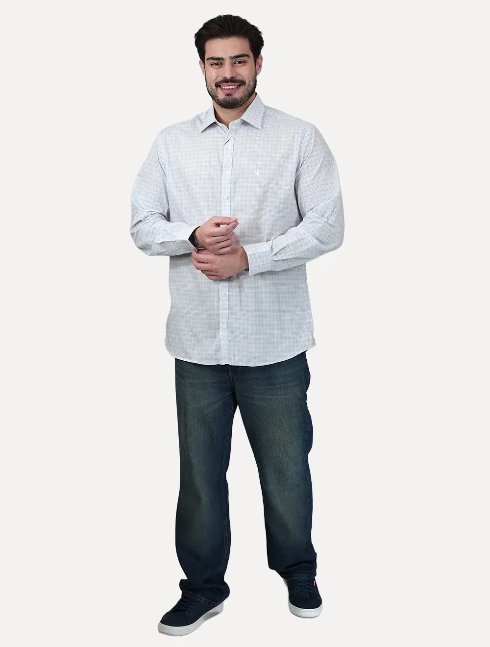 Camisa Dudalina Masculina Comfort Superfine Cotton Xadrez Roxo Claro