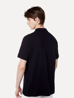 Polo John John Masculina Logo Transfer Preta