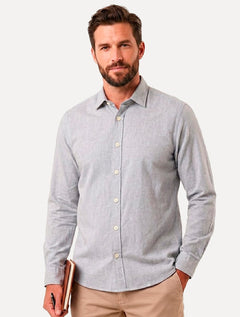 Camisa Aramis Masculina Slim Algodão Willis Cinza Claro