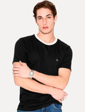Camiseta John John Masculina Slim Fit Suedine Contrast Preto