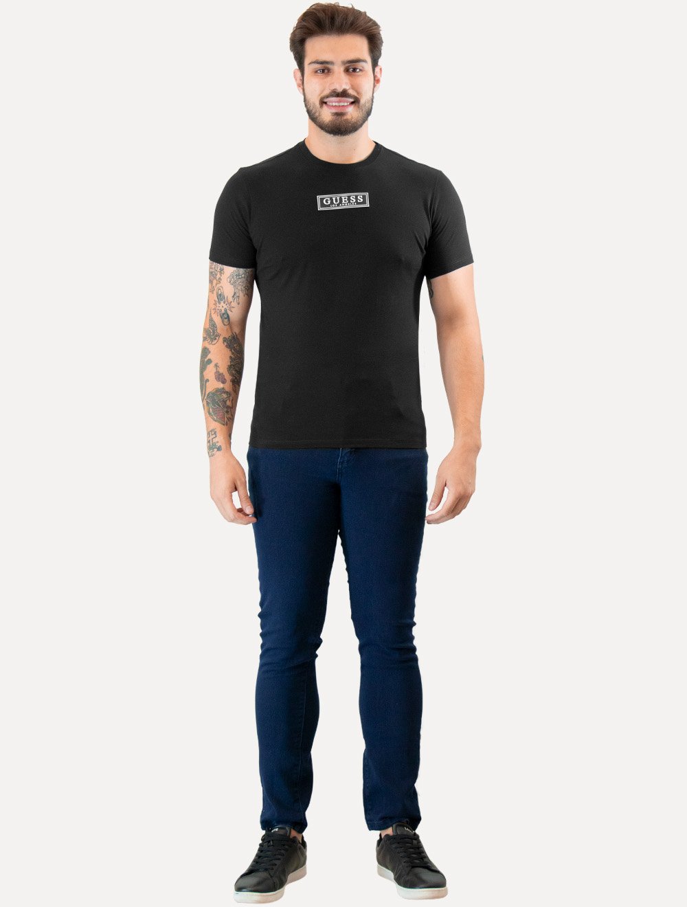 Camiseta Guess Masculina Patch Logo Preta