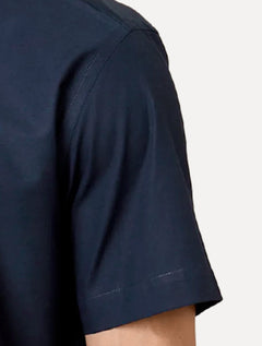 Camisa Dudalina Masculina Manga Curta Comfort Superfine Cotton Mono Logo Lisa Azul Marinho