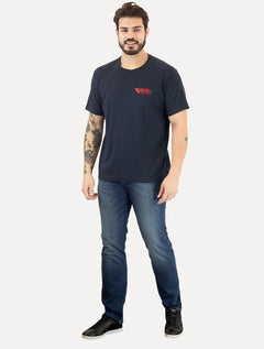 Camiseta Osklen Masculina Regular Big Shirt Carimbo Marinho