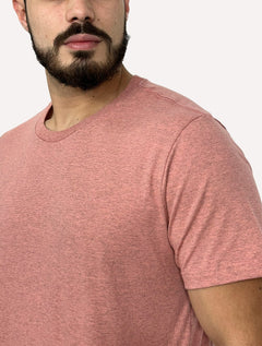 Camiseta Aramis Masculina Malha Fio a Fio Rosa Mescla