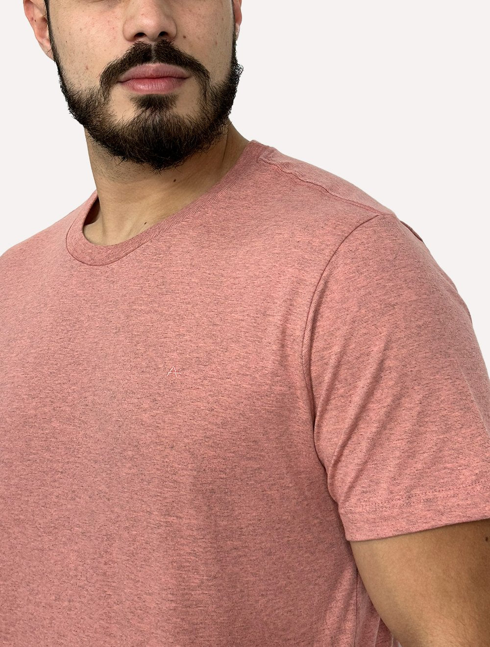 Camiseta Aramis Masculina Malha Fio a Fio Rosa Mescla