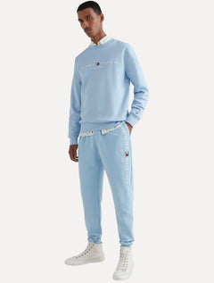 Moletom Tommy Hilfiger Masculino Fleece Logo Crewneck Azul Claro