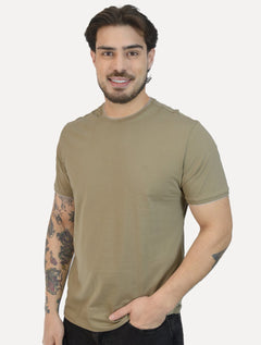 Camiseta Aramis Masculina White Friso Gola Cáqui