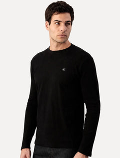 Camiseta Calvin Klein Jeans Masculina Manga Longa Quadrile Preta