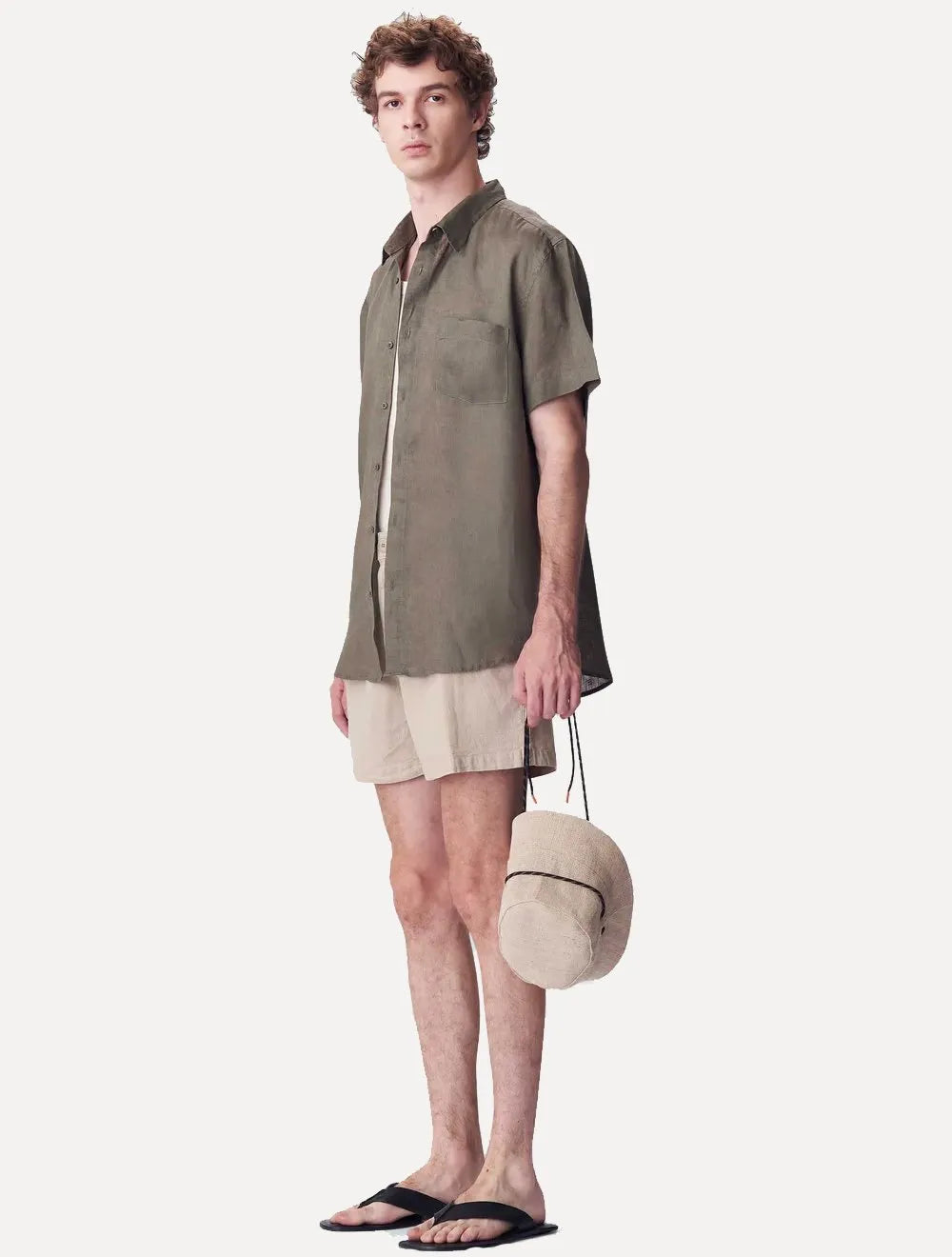 Short Osklen Masculino Fluid Linen Pleats Off-White