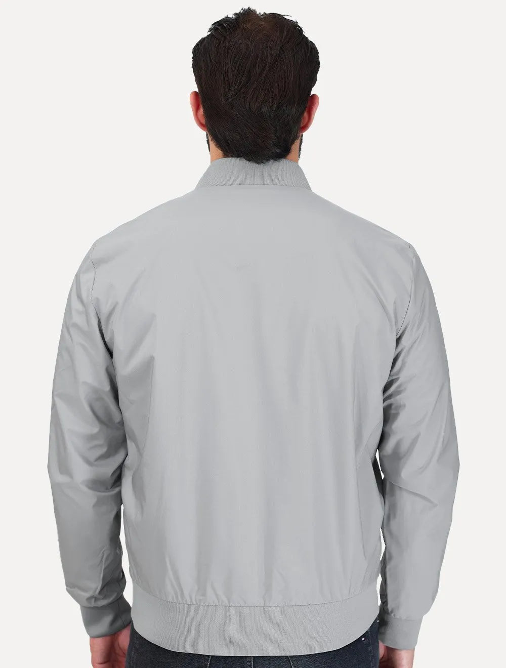 Jaqueta Calvin Klein Masculina Bomber Logo Full Zip Cinza Claro