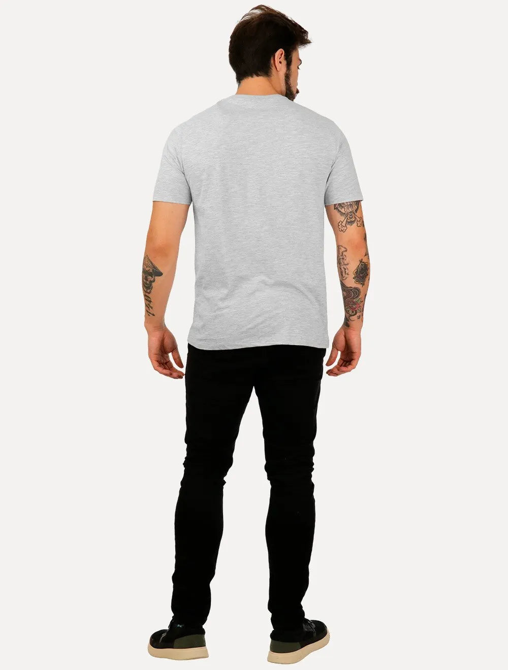 Camiseta Calvin Klein Masculina Flame CK New York Cinza Mescla