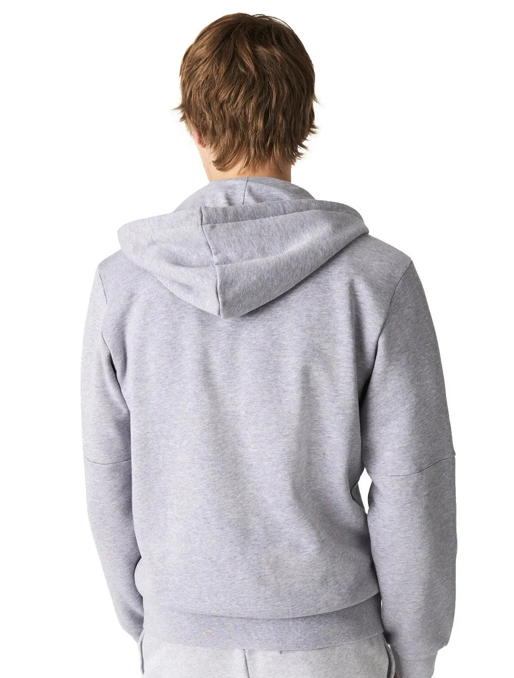 Moletom Lacoste Masculino Full-zip Hoodie Signature Sash Cinza Mescla
