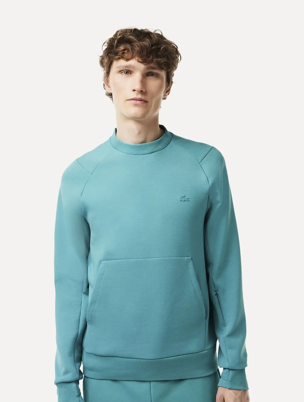 Moletom Lacoste Masculino C-Neck Kangaroo Pocket Cotton Blend Azul Médio