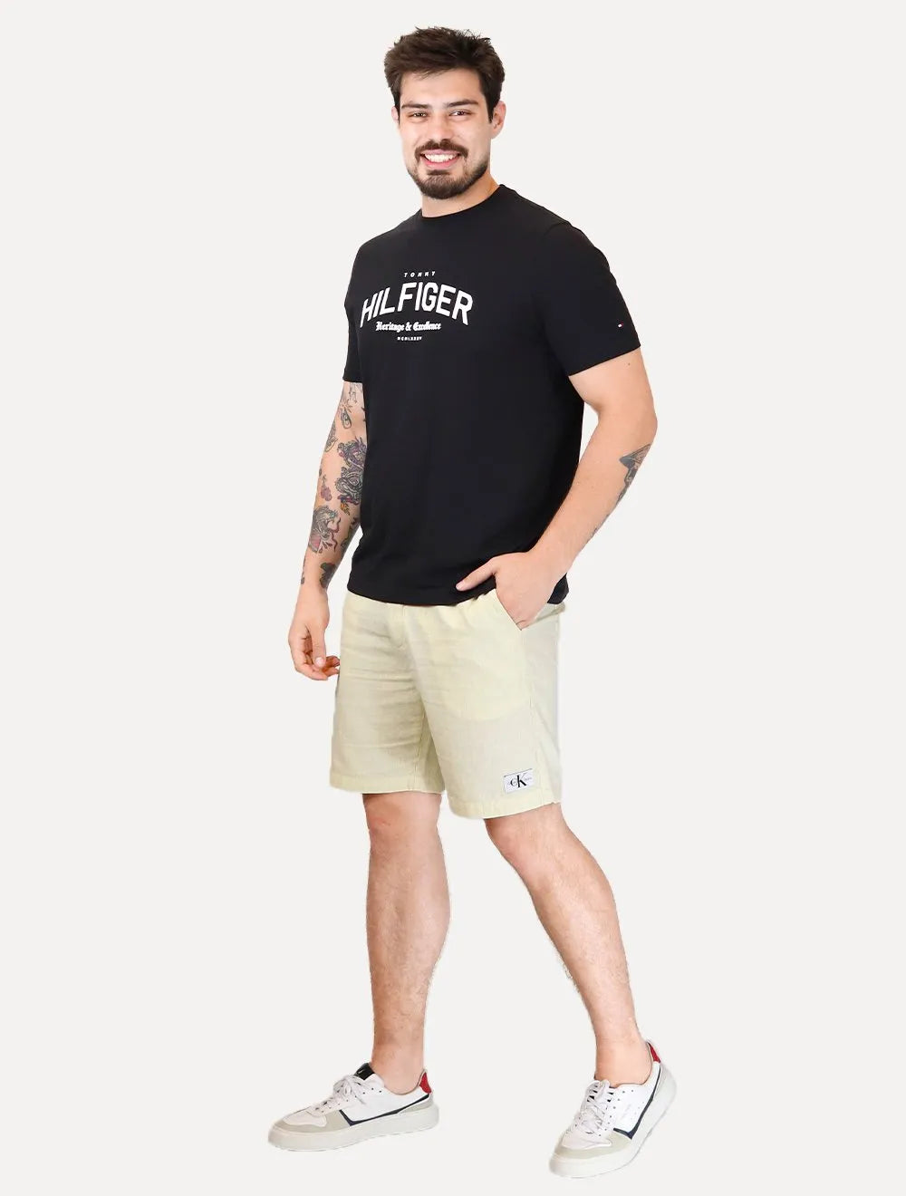 Bermuda Calvin Klein Jeans Masculina Chino Cotton Off White