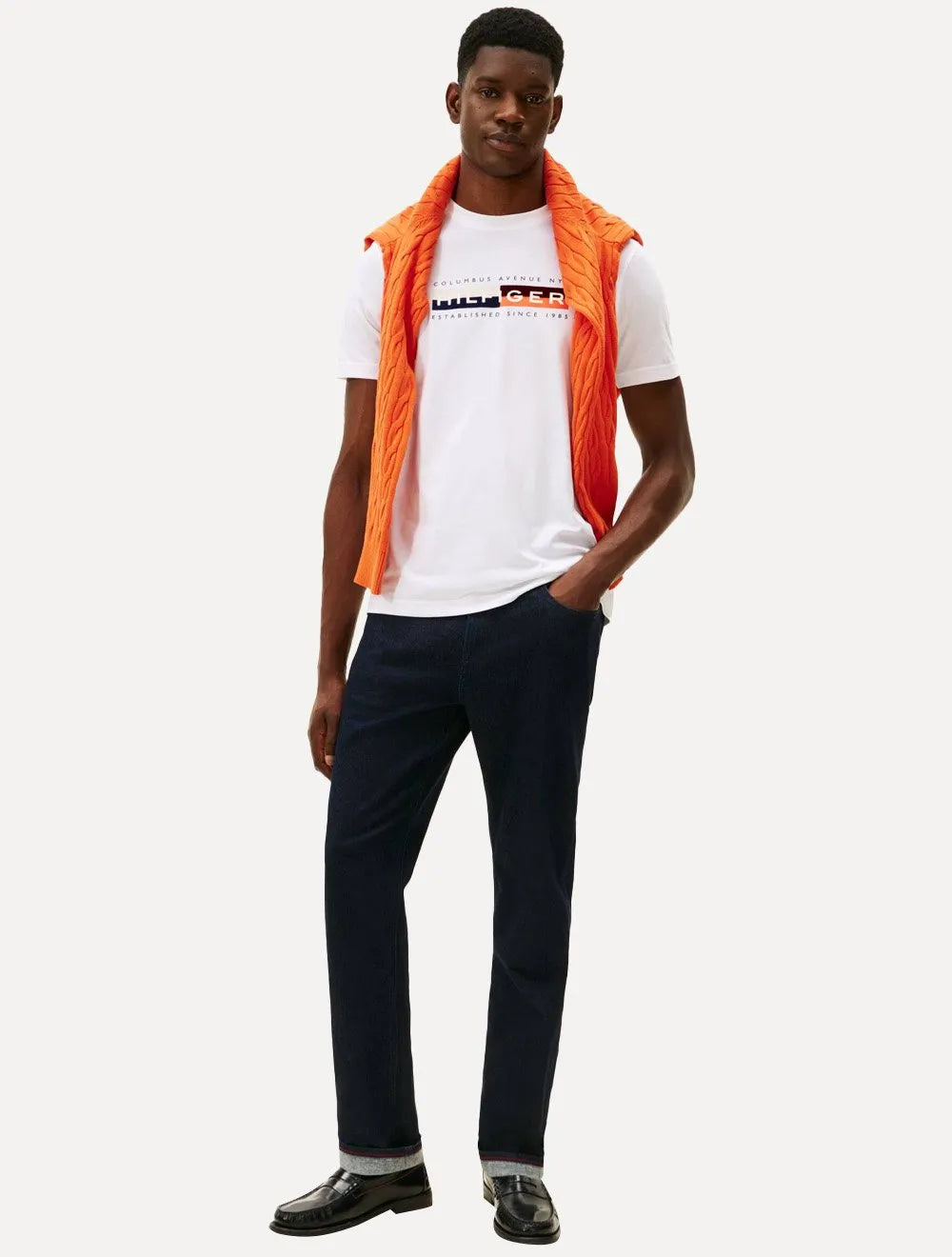 Camiseta Tommy Hilfiger Masculina Colour Block Graphic Branca