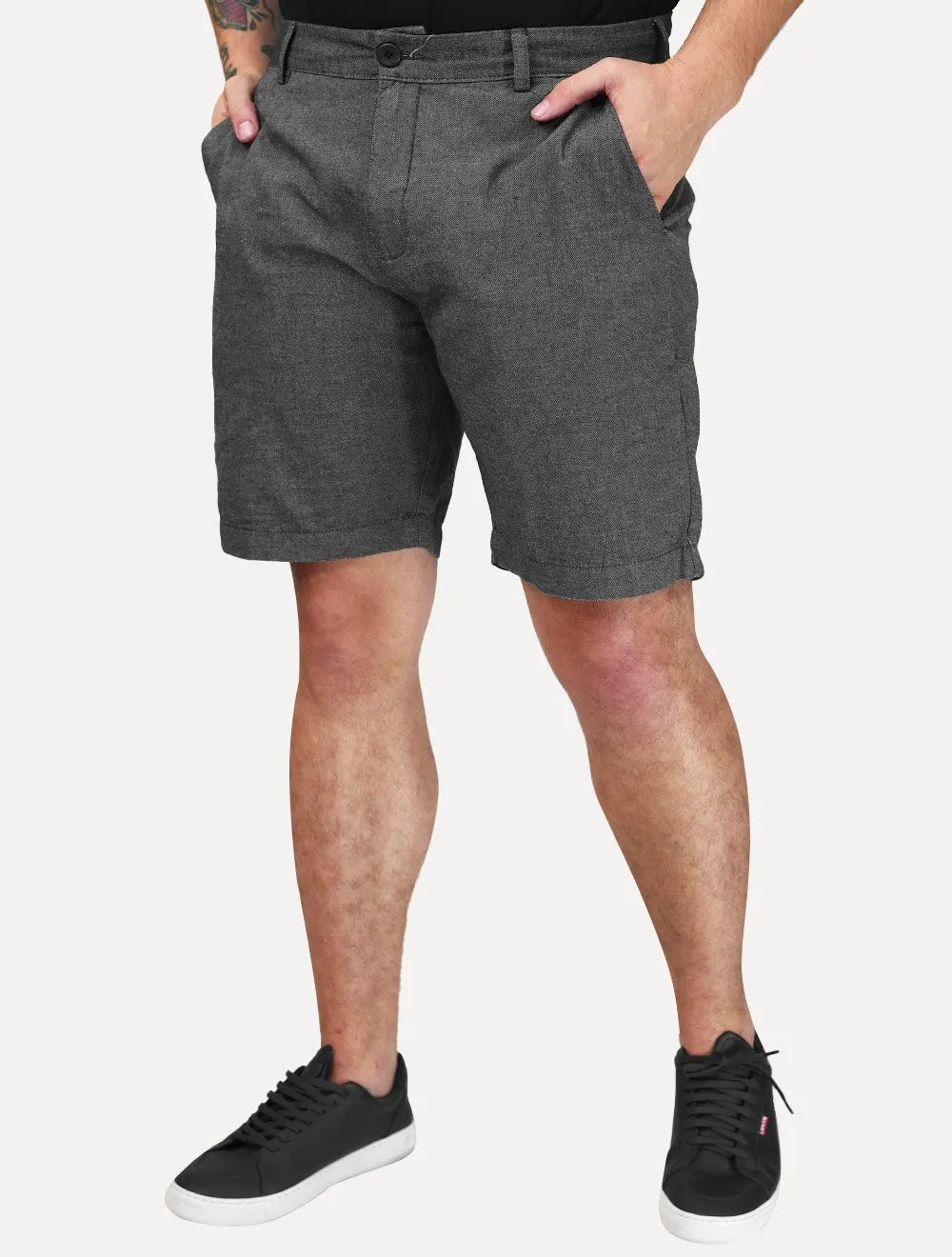 Bermuda Calvin Klein Jeans Masculina Botão 5 Pockets Cinza Mescla