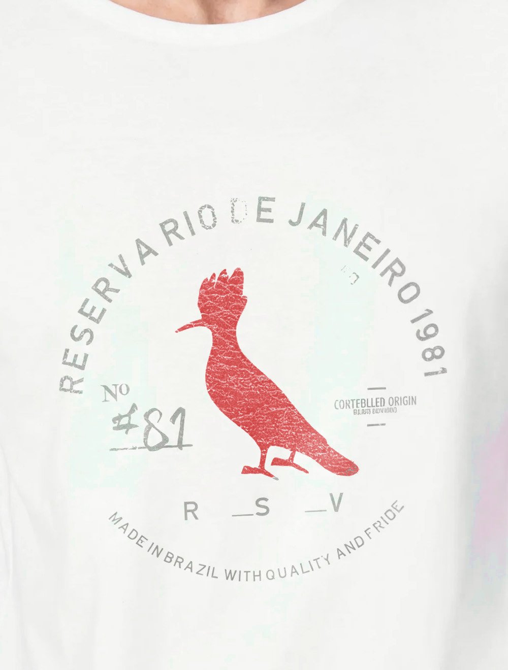 Camiseta Reserva Masculina Carimbo Gaze Off White