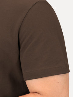 Camiseta Calvin Klein Masculina Piquet Rubber Patch Mono Logo Marrom
