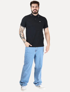 Polo Empório Armani Masculina Essential Friso Azul Marinho