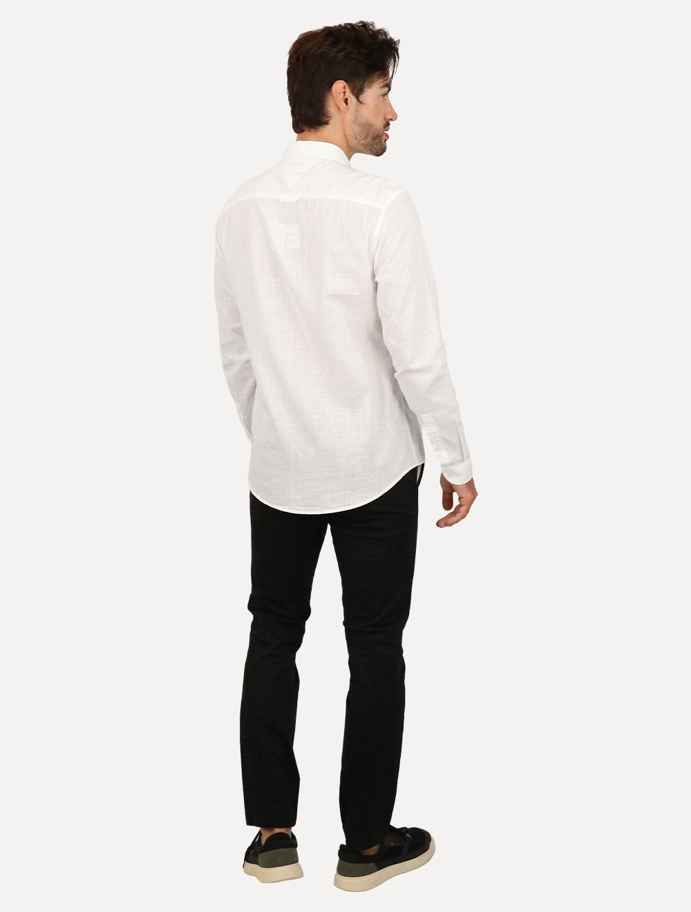 Camisa Tommy Jeans Masculina Regular Linen Blend Pocket Branca