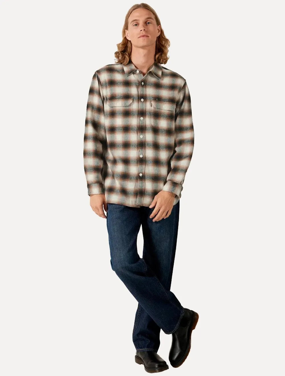 Camisa Levis Masculina Jackson Worker Xadrez Marrom