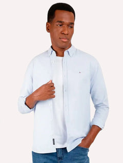 Camisa Aramis Masculina Slim Oxford Button Down Azul Mescla
