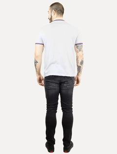 Polo Colcci Masculina Piquet Detalhe Listras Branca