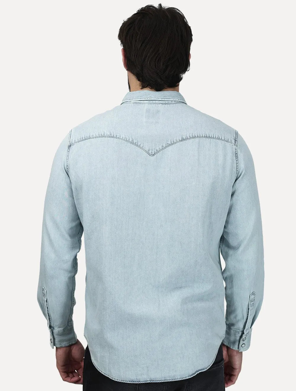 Camisa Jeans Levis Masculina Barstow Western Azul Claro