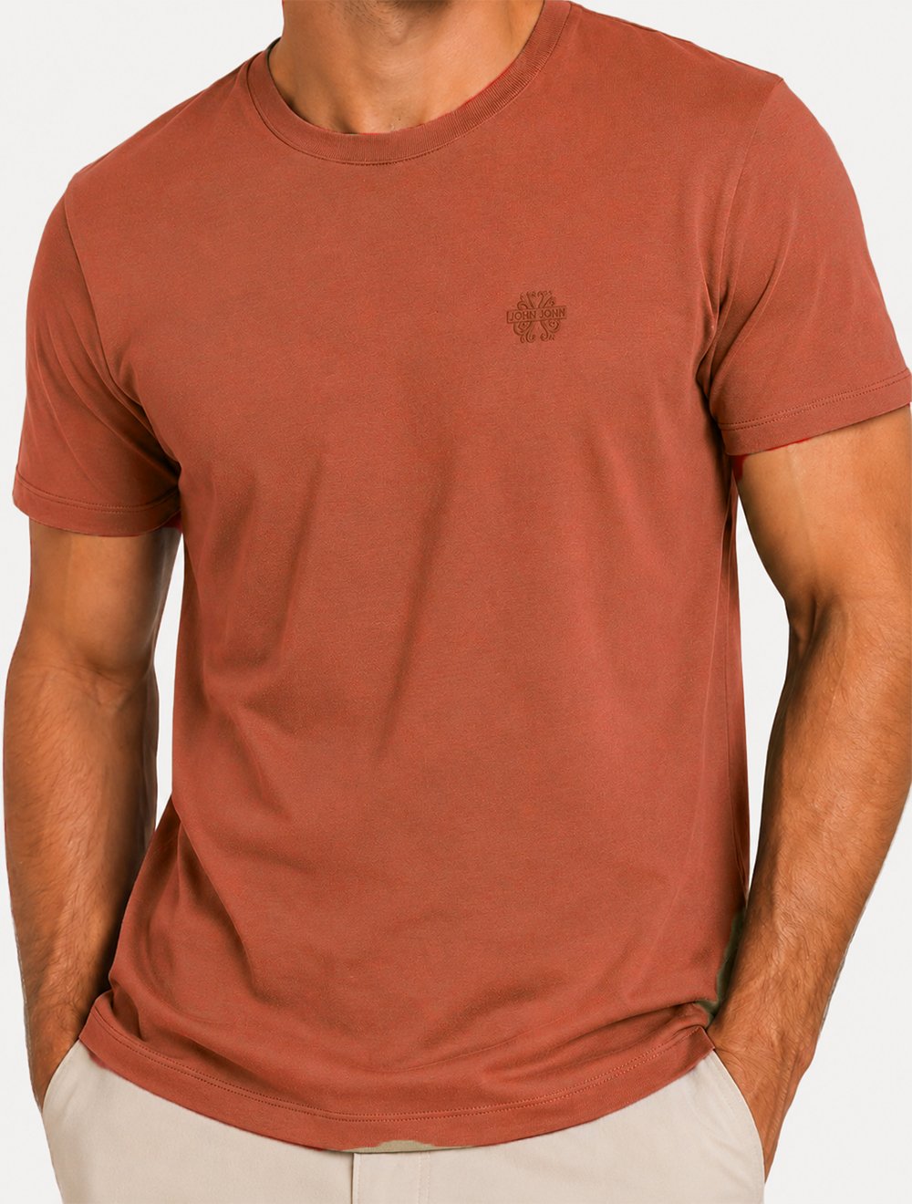 Camiseta John John Masculina Regular Fit Light Transfer Laranja Escuro