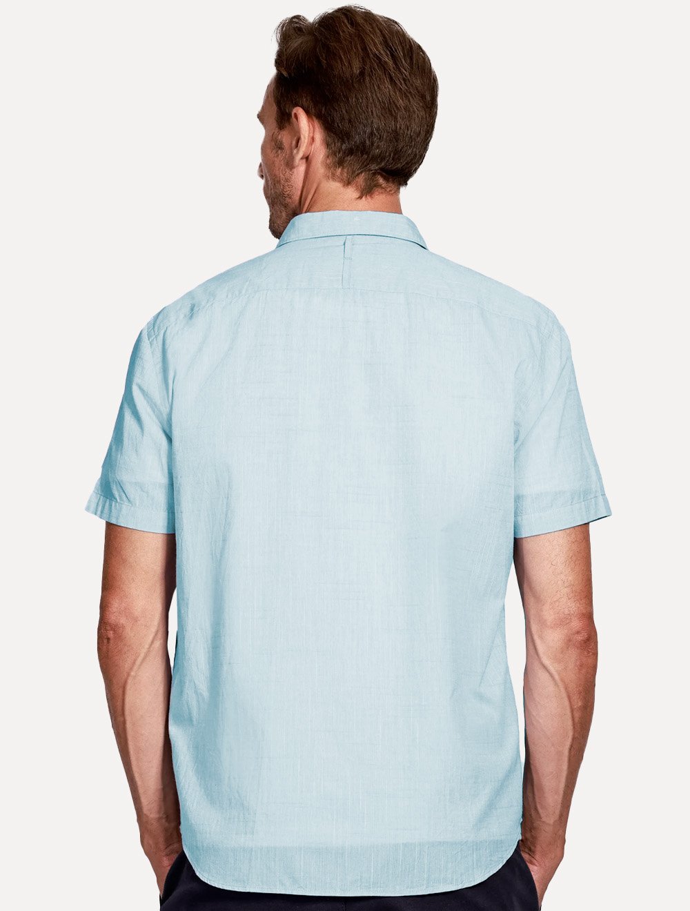 Camisa Aramis Masculina Slim Manga Curta Flame Bosco Azul Claro