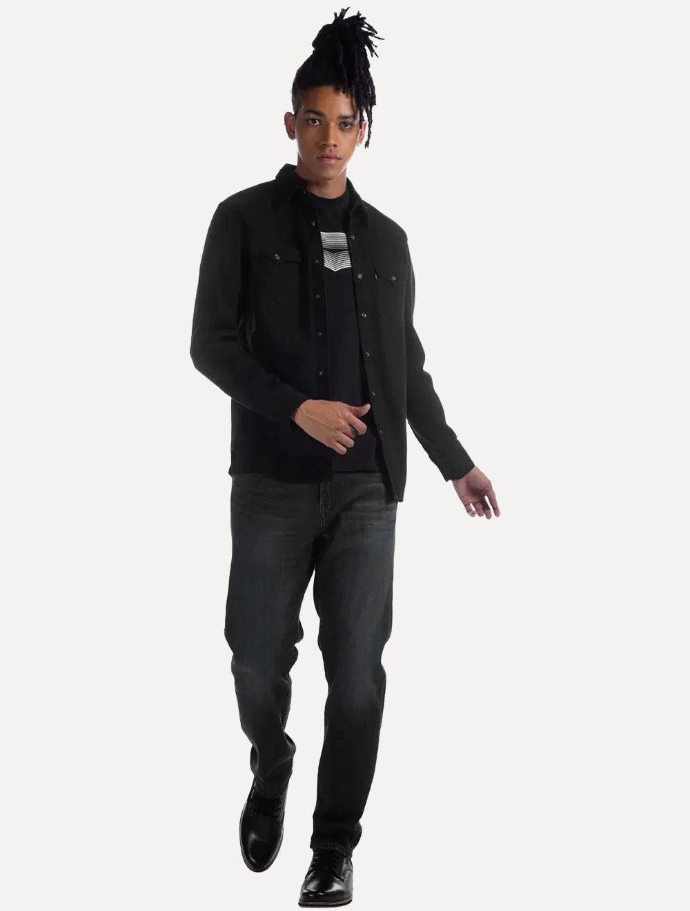 Camisa Jeans Levis Masculina Barstow Western Preta
