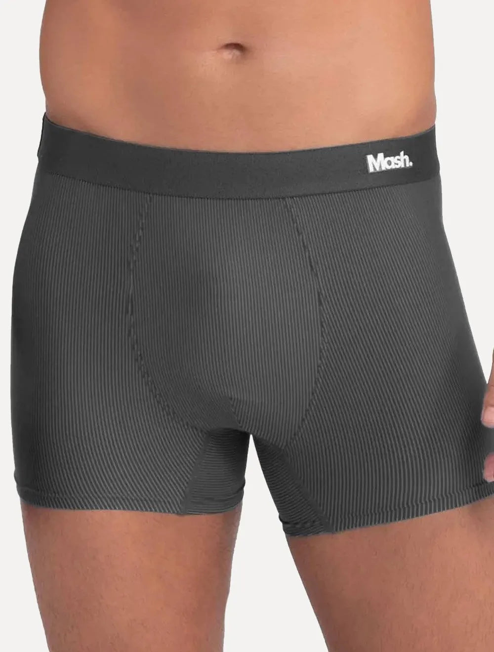 Cueca Mash Boxer Microfibra Risca de Giz Chumbo