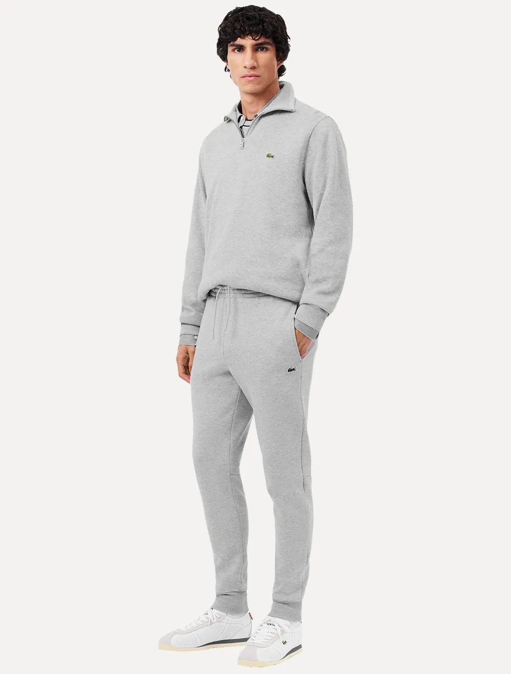 Calça Lacoste Masculina Moletom Sport Cotton Fleece Croco Cinza Mescla