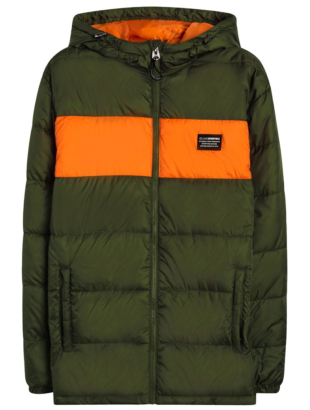 Jaqueta Ellus Masculina Check Hood Down Verde Militar