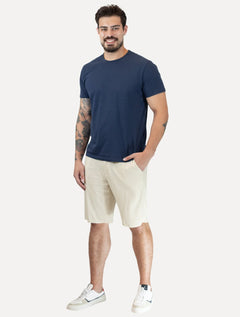 Bermuda King & Joe Masculina Slim Linho Off White