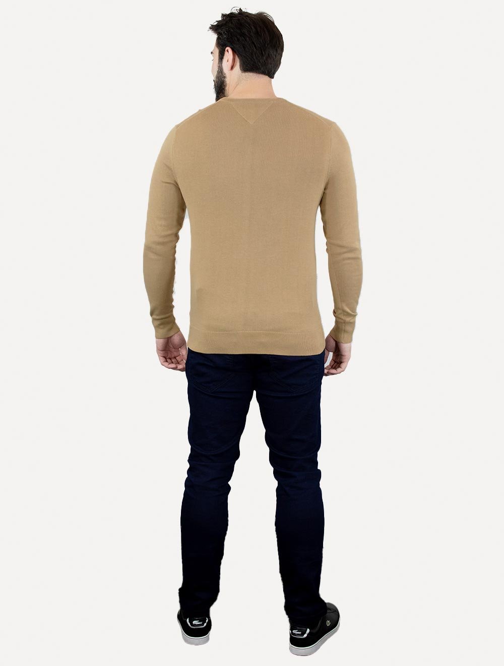 Suéter Tommy Hilfiger Masculino Crewneck Essential Cotton Cáqui