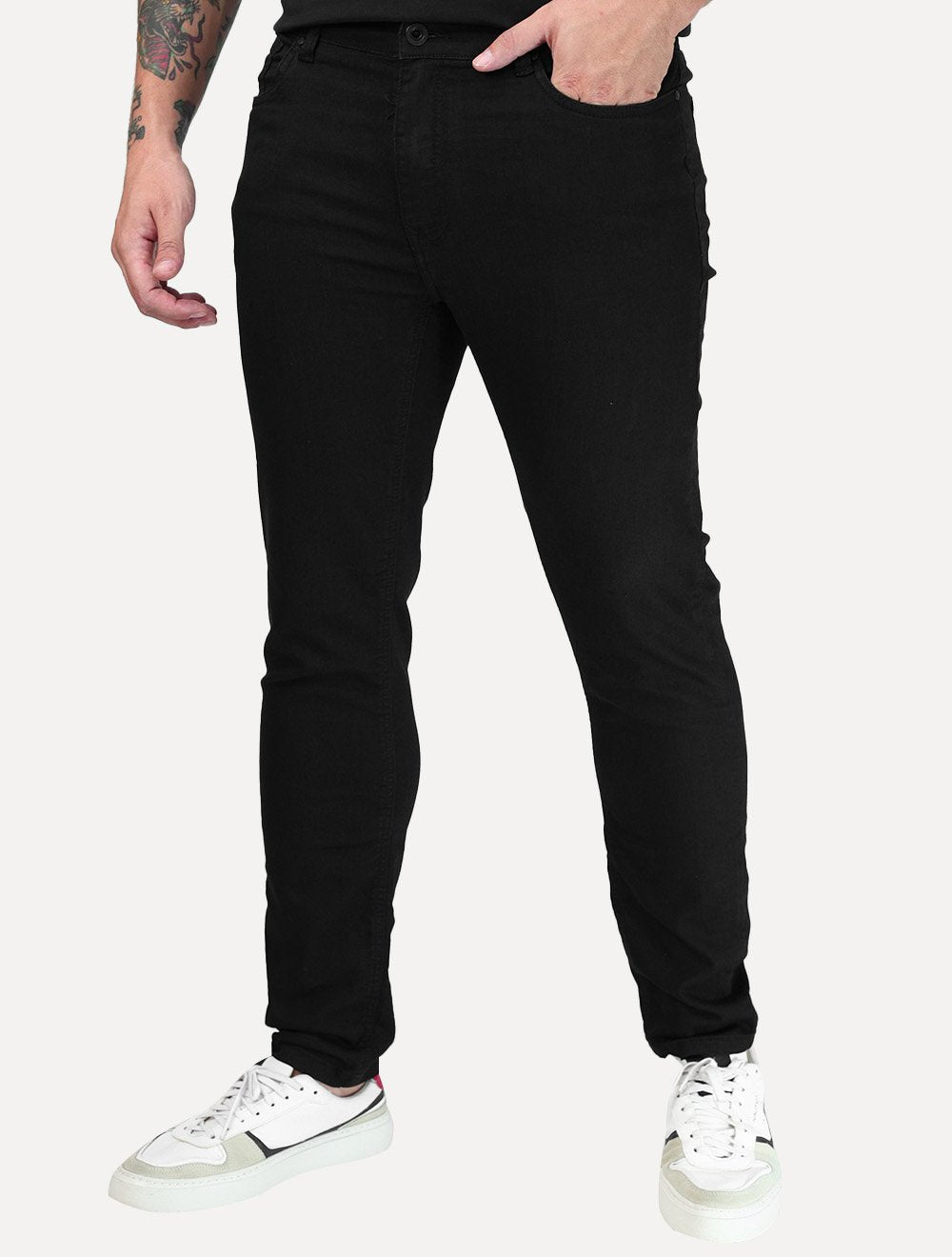 Calça King & Joe Jeans Masculina Flex Skinny Black Preta