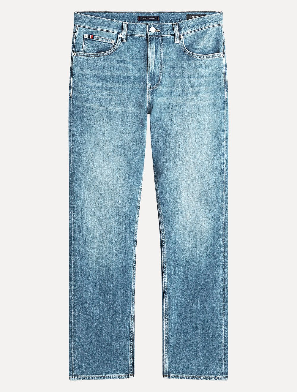 Calça Tommy Hilfiger Jeans Masculina Straight Denton Heron Blue Azul Clara