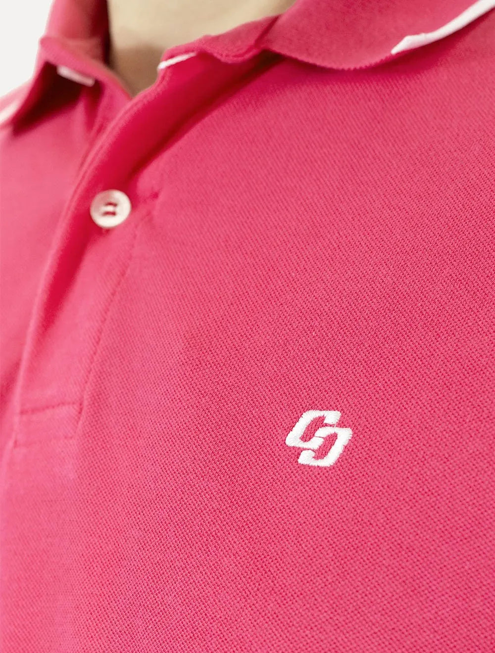 Polo Colcci Masculina Piquet Friso Logo Bordado Rosa