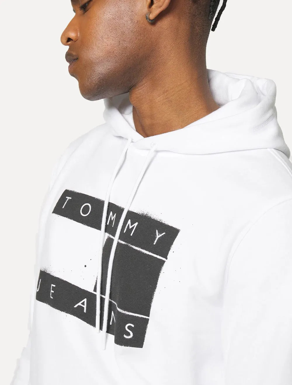 Moletom Tommy Jeans Masculino Hoodie Flag Logo Spray Branco
