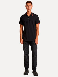 Polo John John Masculina Red Two Lines Preta
