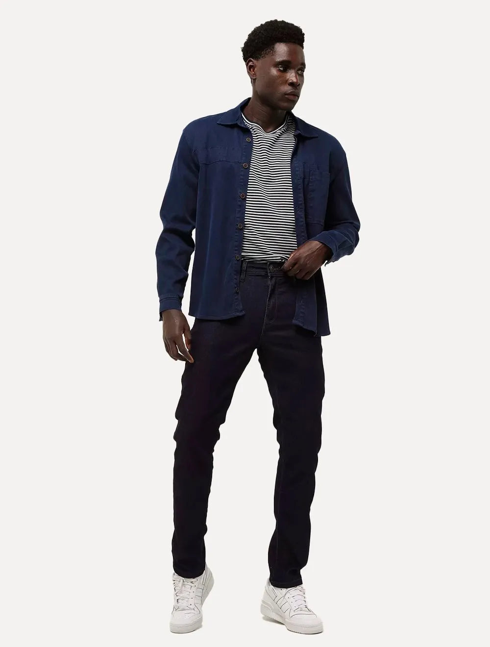 Calça Dudalina Jeans Masculina Slim Stretch Five Pockets Azul Escuro