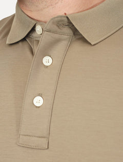 Polo Aramis Masculina Manga Curta Mercerizado Interlock Caqui