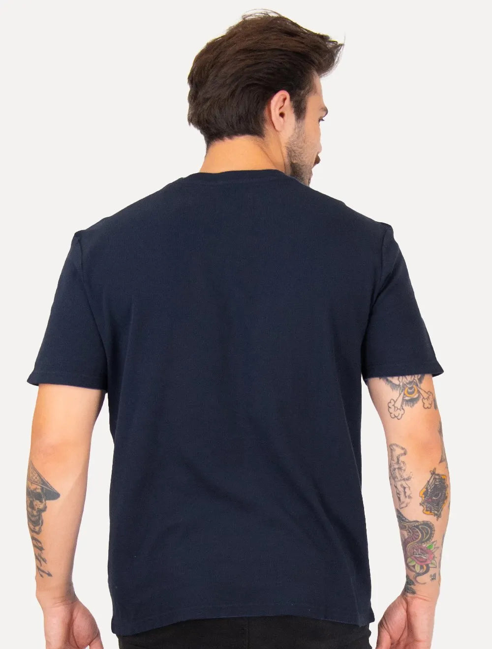 Camiseta Original Penguin Masculina Piquet Patch Azul Marinho