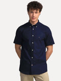Camisa Tommy Hilfiger Masculina Manga Curta Regular Pocket Poplin Azul Marinho