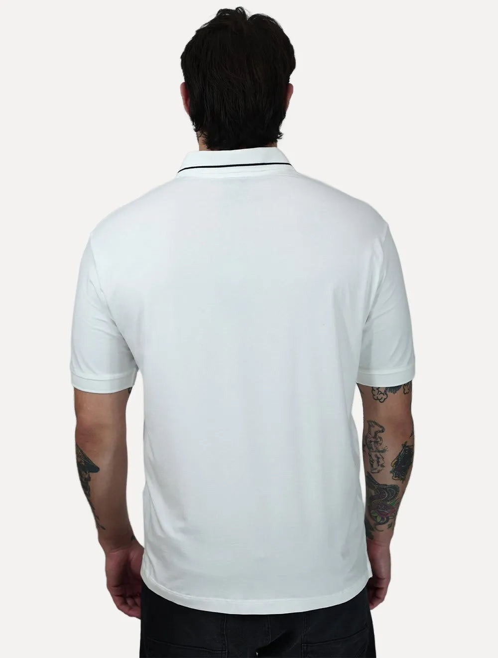 Polo Armani Exchange Masculina Regular Fit Jersey Off White