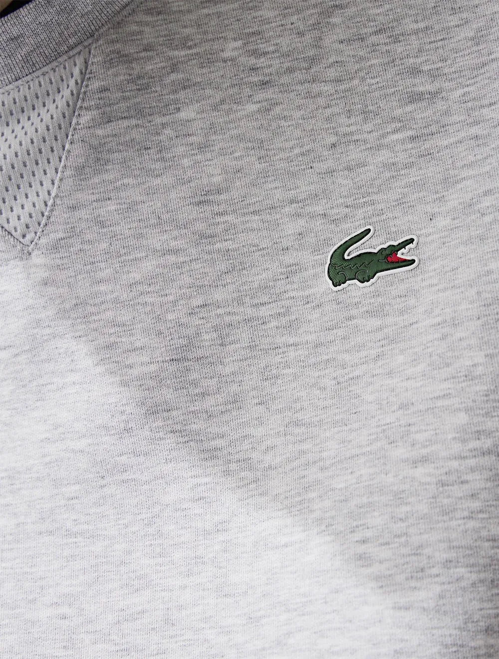 Moletom Lacoste Masculino Crewneck Sport Mesh Panels Cinza Mescla
