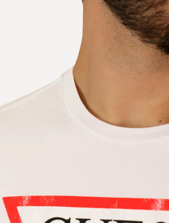 Camiseta Guess Masculina Grunge Logo Print Branca