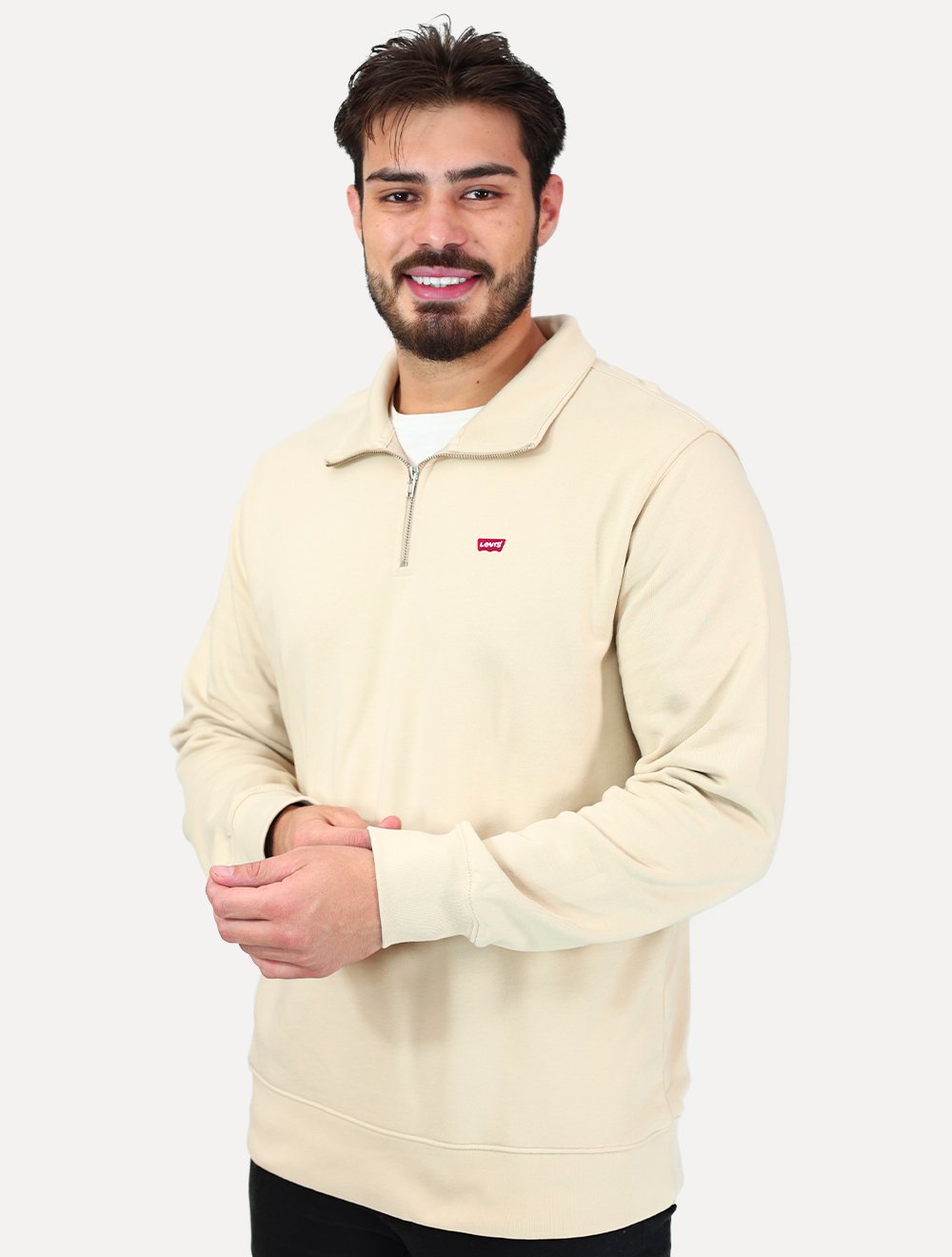 Moletom Levis Masculino Half Zip Housemark Icon Areia
